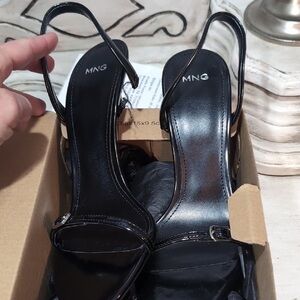 Mango Black Strappy Heels